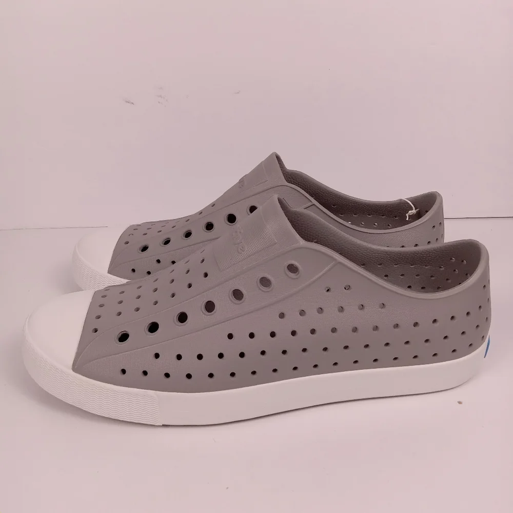 Native Jefferson Shoes Womens 11 Mens 9 Pigeon Grey Shell White Unisex Slip On